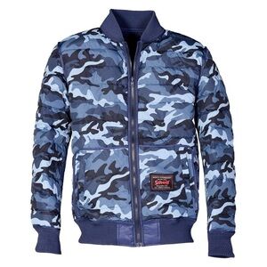 Men’s Schott NYC Reversible Nylon Down Navy Blue Bomber Jacket Medium